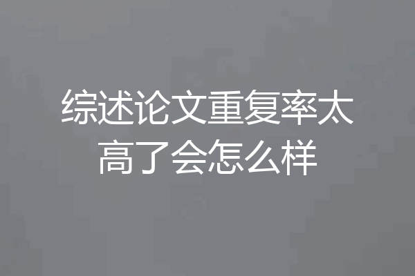 综述论文重复率太高了会怎么样