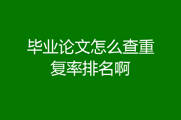 毕业论文怎么查重复率排名啊