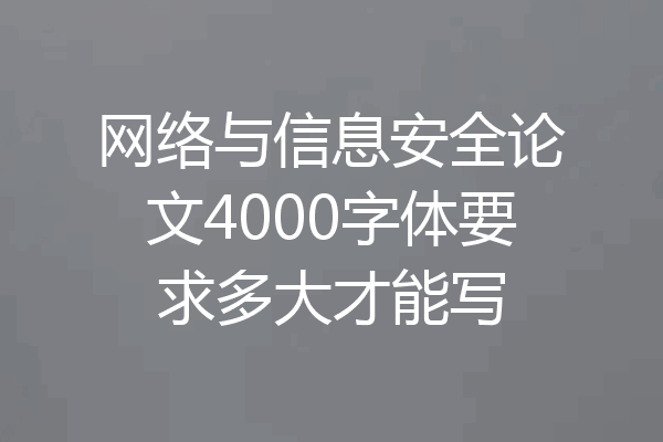 网络与信息安全论文4000字体要求多大才能写