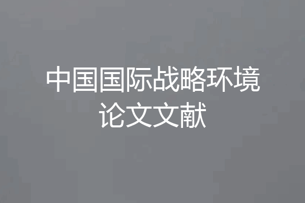 中国国际战略环境论文文献