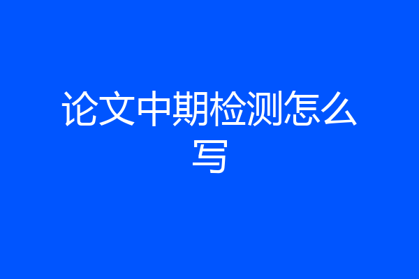论文中期检测怎么写