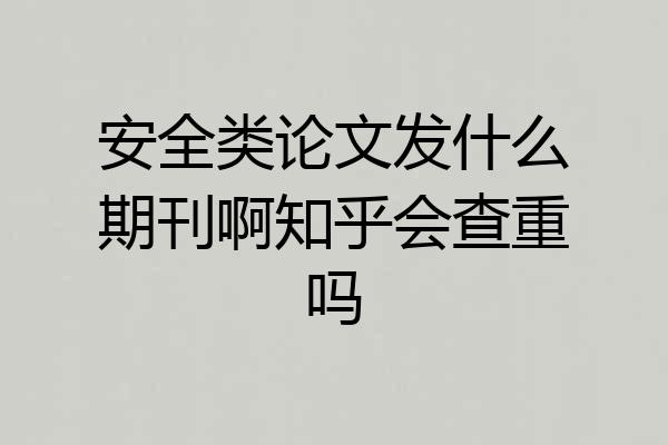 安全类论文发什么期刊啊知乎会查重吗
