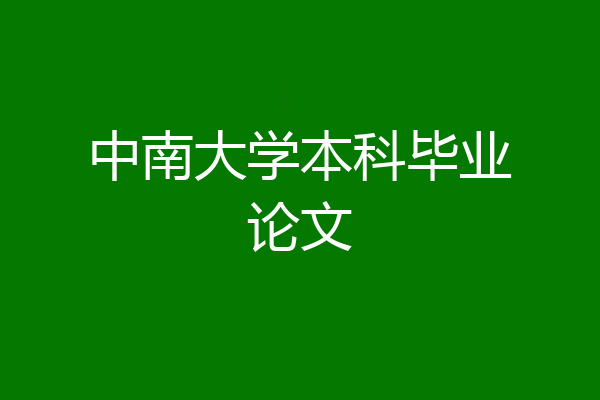 中南大学本科毕业论文