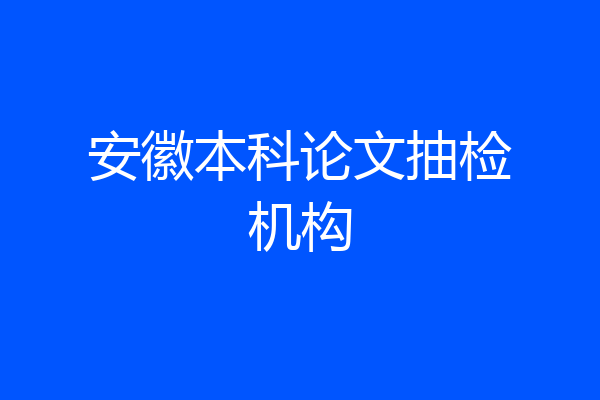 安徽本科论文抽检机构