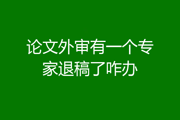 论文外审有一个专家退稿了咋办