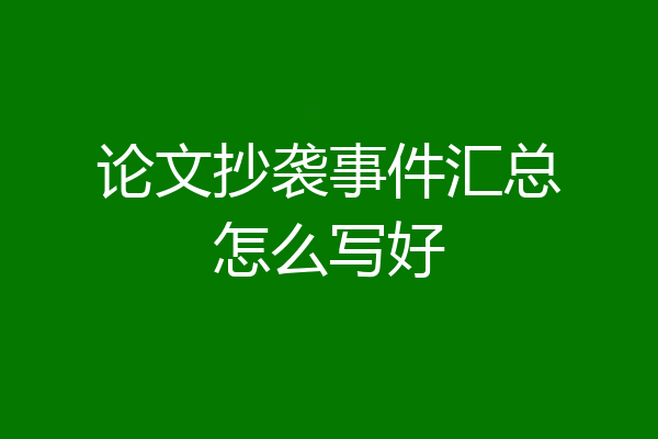论文抄袭事件汇总怎么写好