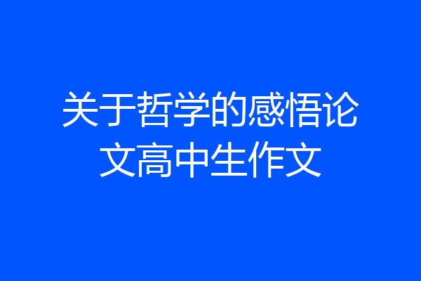 关于哲学的感悟论文高中生作文
