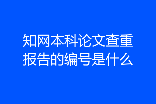 知网本科论文查重报告的编号是什么