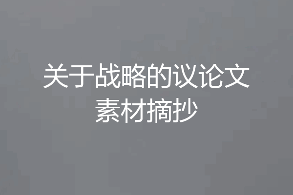 关于战略的议论文素材摘抄