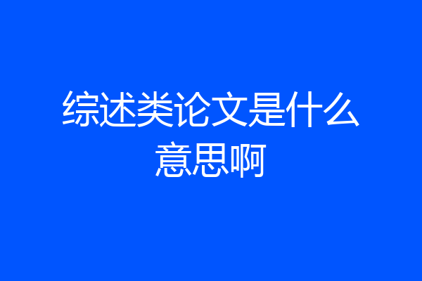 综述类论文是什么意思啊