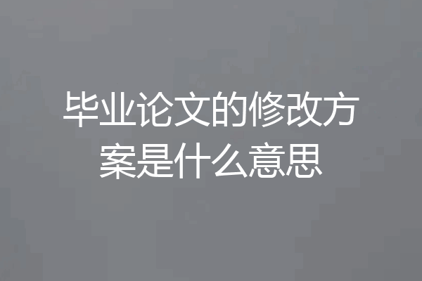 毕业论文的修改方案是什么意思