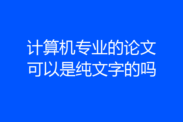 计算机专业的论文可以是纯文字的吗