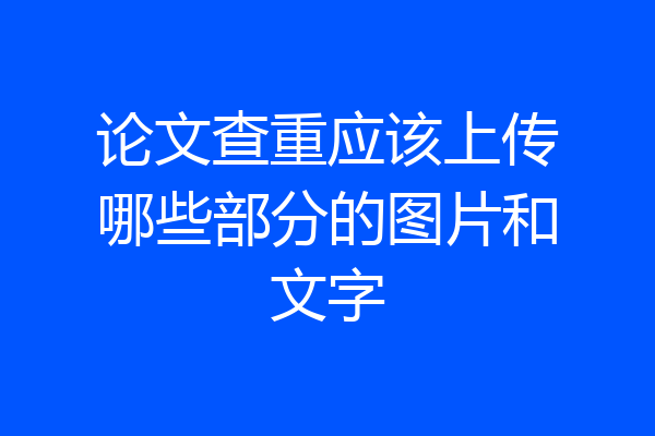 论文查重应该上传哪些部分的图片和文字