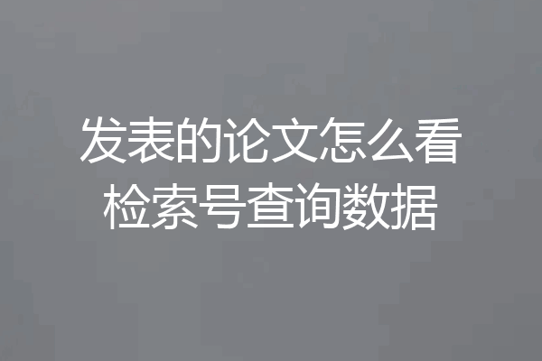 发表的论文怎么看检索号查询数据