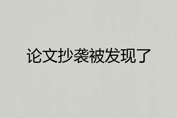 论文抄袭被发现了