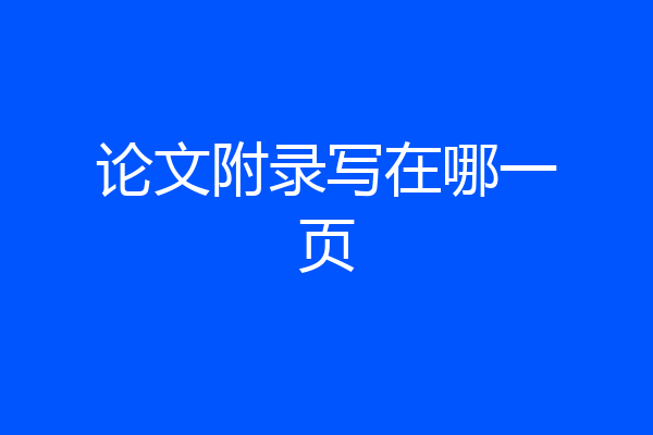 论文附录写在哪一页