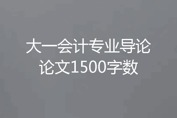 大一会计专业导论论文1500字数