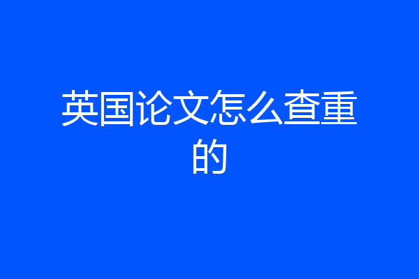 英国论文怎么查重的