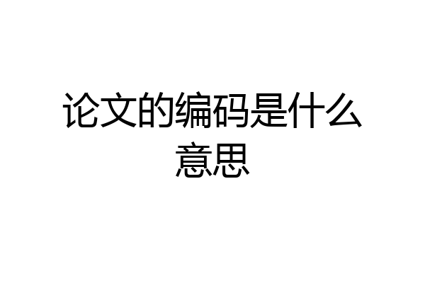 论文的编码是什么意思