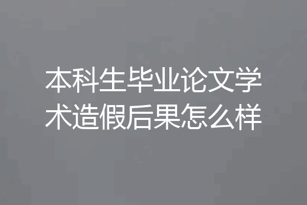 本科生毕业论文学术造假后果怎么样