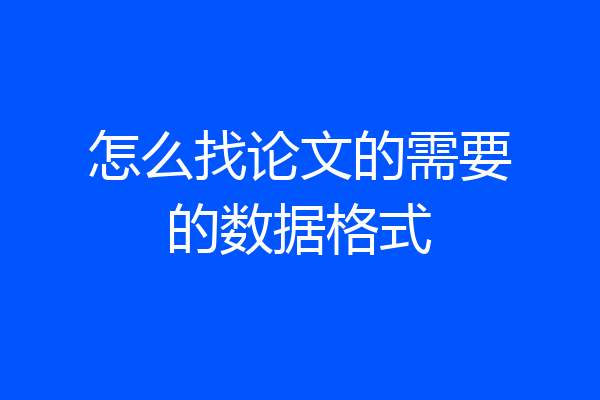 怎么找论文的需要的数据格式