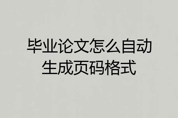 毕业论文怎么自动生成页码格式