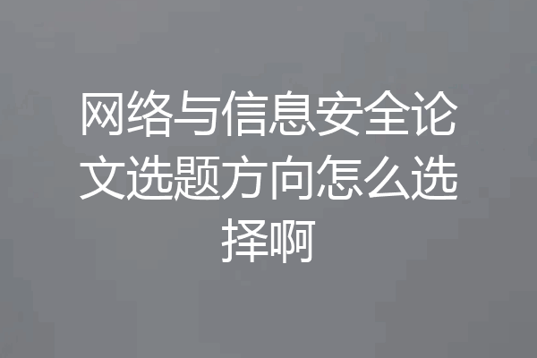 网络与信息安全论文选题方向怎么选择啊