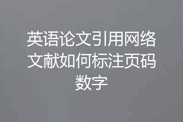 英语论文引用网络文献如何标注页码数字