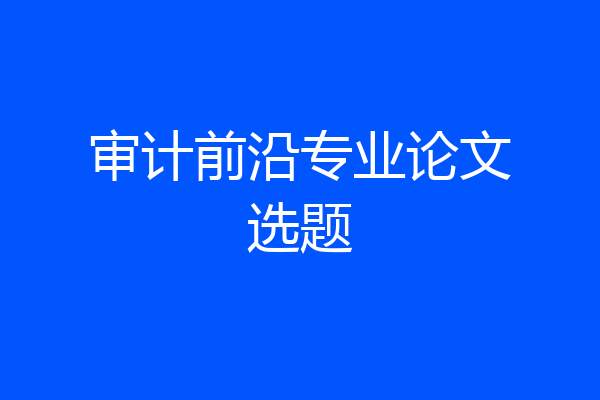 审计前沿专业论文选题