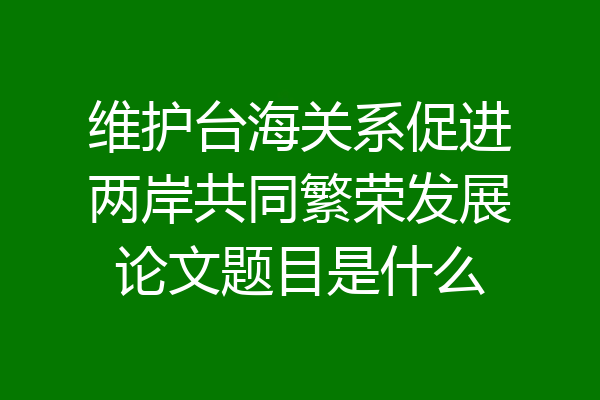 维护台海关系促进两岸共同繁荣发展论文题目是什么