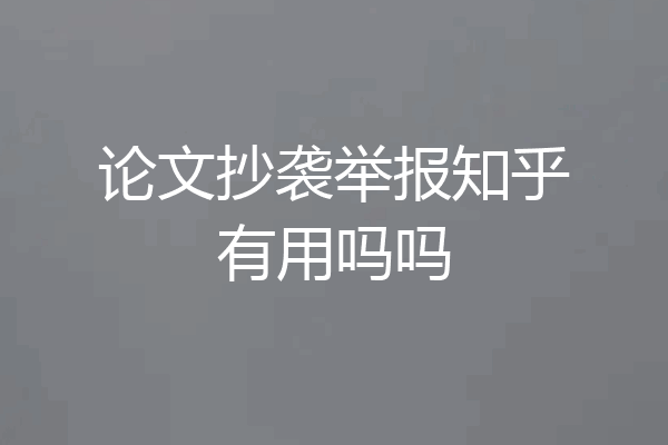 论文抄袭举报知乎有用吗吗