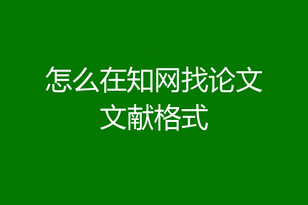 怎么在知网找论文文献格式