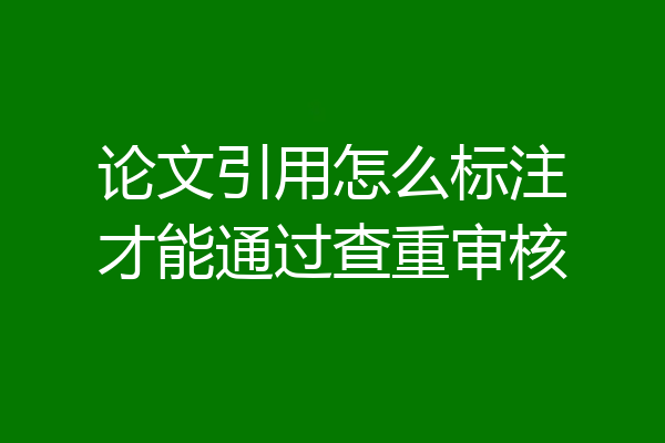 论文引用怎么标注才能通过查重审核