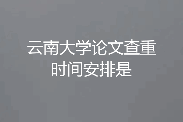 云南大学论文查重时间安排是