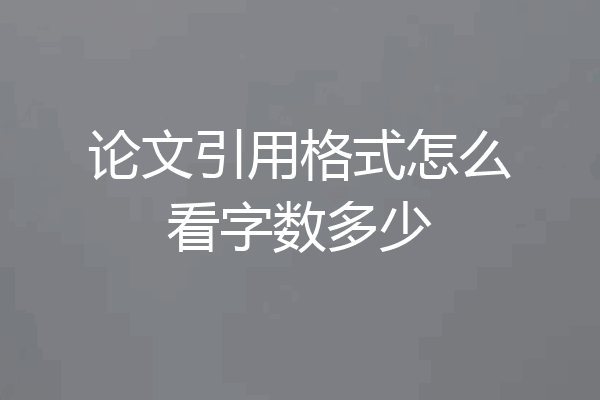 论文引用格式怎么看字数多少