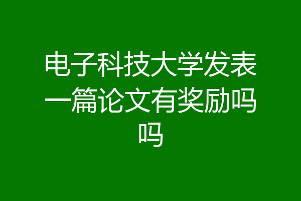 电子科技大学发表一篇论文有奖励吗吗
