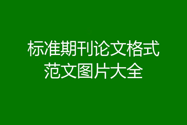 标准期刊论文格式范文图片大全