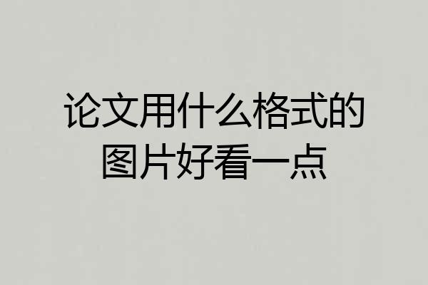 论文用什么格式的图片好看一点