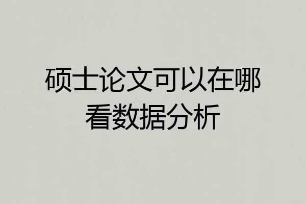 硕士论文可以在哪看数据分析