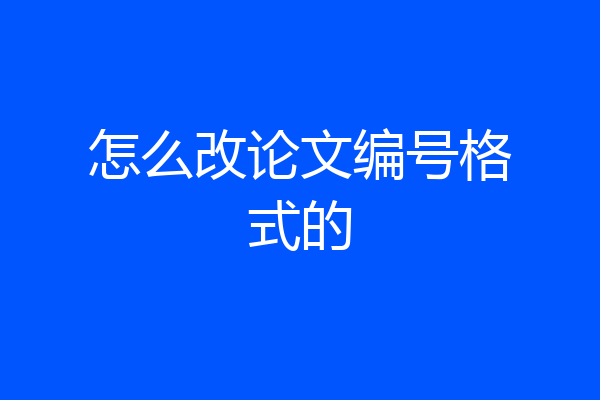 怎么改论文编号格式的