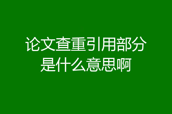 论文查重引用部分是什么意思啊