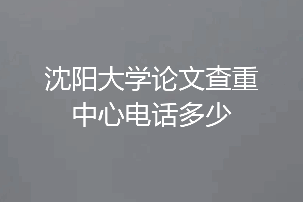 沈阳大学论文查重中心电话多少