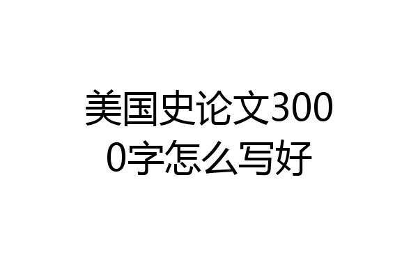 美国史论文3000字怎么写好