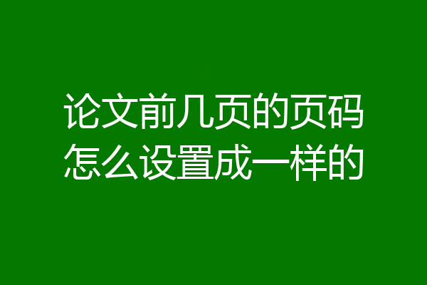 论文前几页的页码怎么设置成一样的