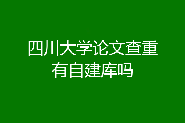 四川大学论文查重有自建库吗