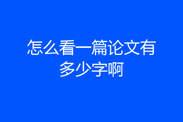 怎么看一篇论文有多少字啊