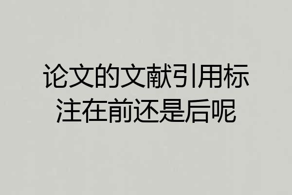 论文的文献引用标注在前还是后呢