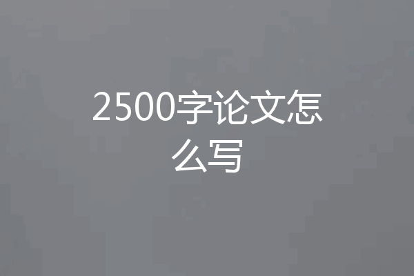 2500字论文怎么写