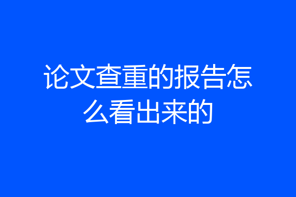 论文查重的报告怎么看出来的