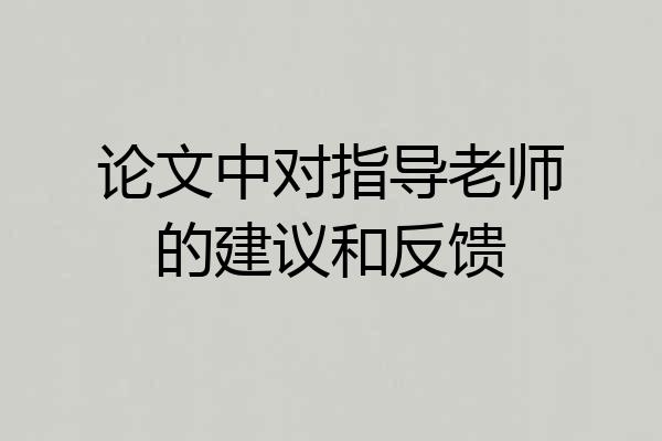 论文中对指导老师的建议和反馈